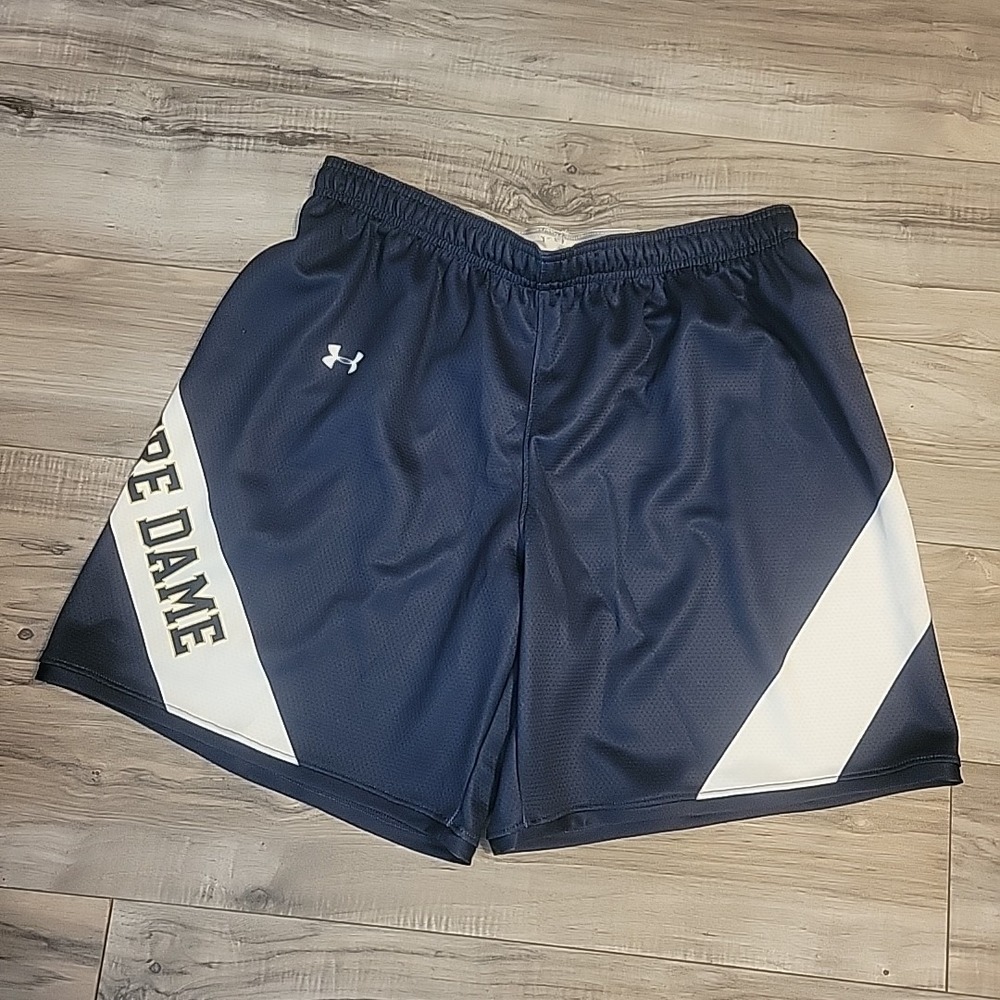 Under Armour Notre Dame Fighting Irish Womens Large Basketball Shorts Blue White
